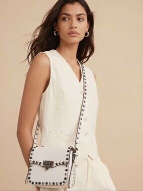 Inzi Chic White Studded Crossbody Bag